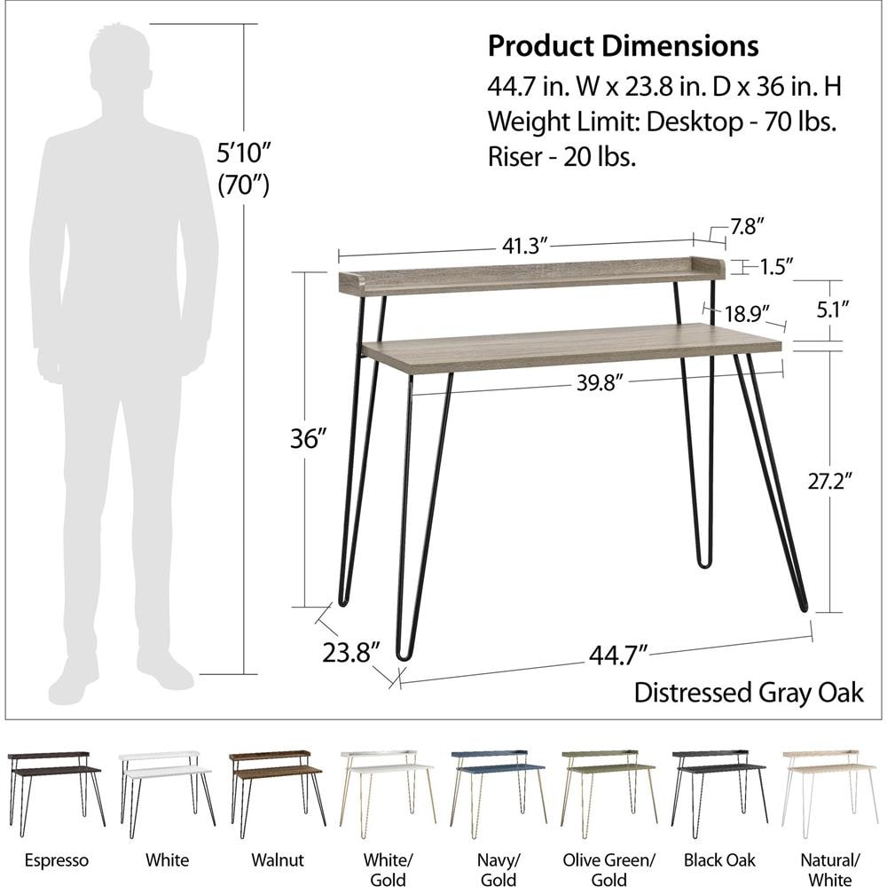 Haven Scrivania Porta Computer Con Alzata In Truciolare Laminato Espresso - Foto 2