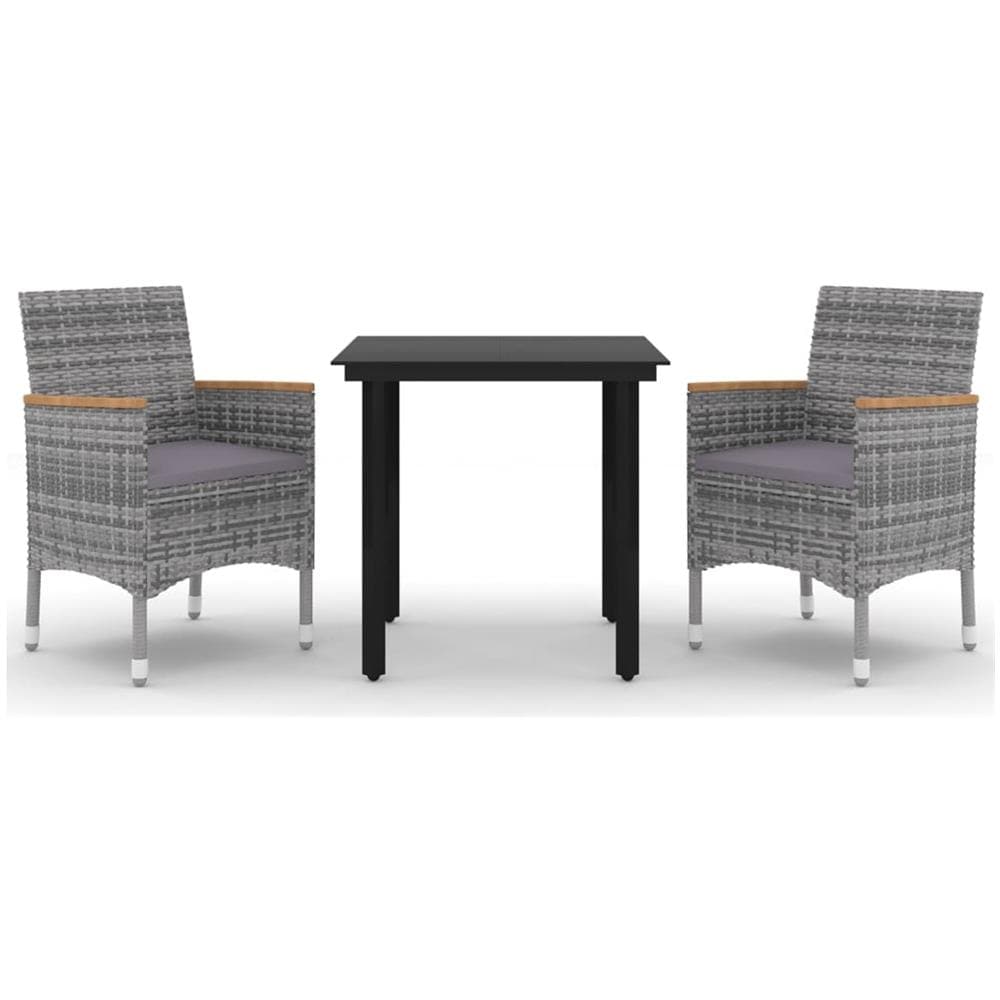 Set Da Pranzo Per Giardino 3 Pz Con Cuscini Polyrattan E Vetro - Foto 2