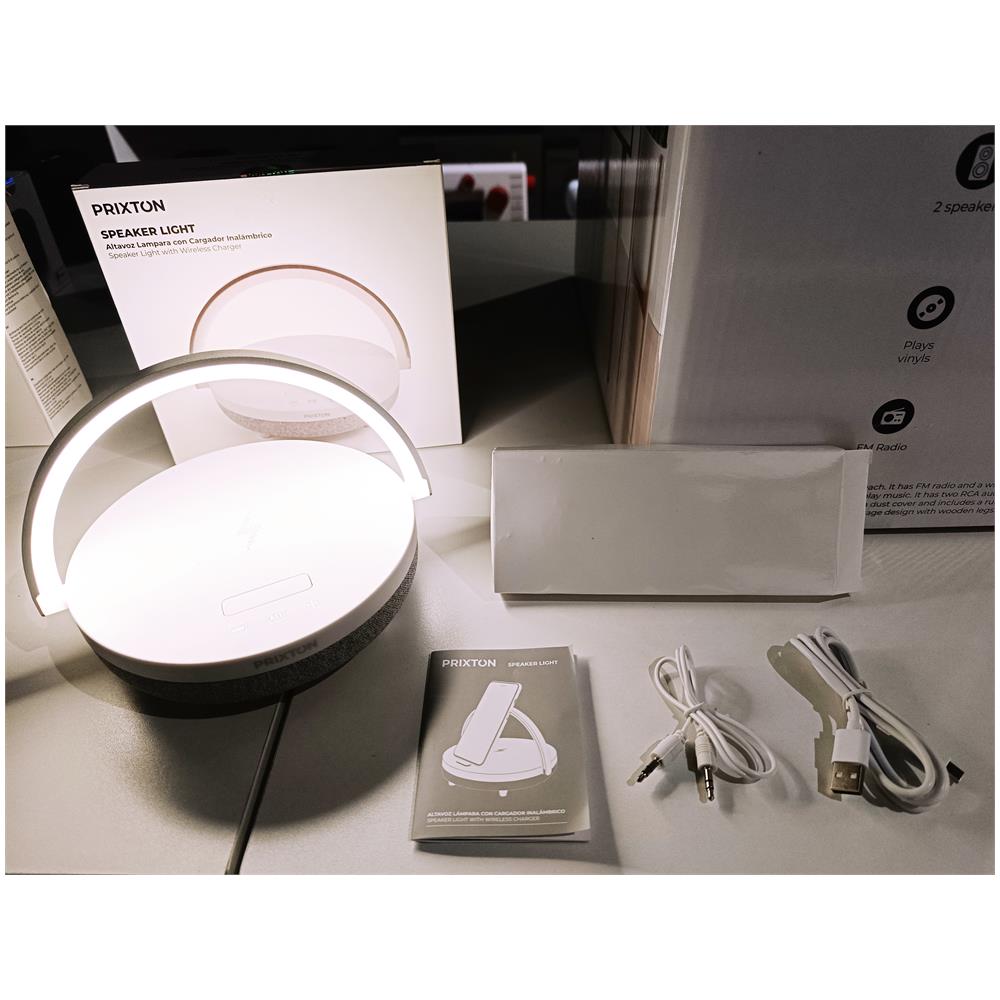 Lampada da Tavolo Led con Speaker da 10 Watt e Caricatore Wireless Touch Control 3 Livelli di Illuminazione Regolabili Colore Bianco - Foto 8