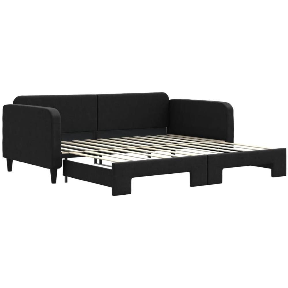 Divano Letto Con Letto Estraibile Nero 100x200 Cm In Tessuto - Foto 2