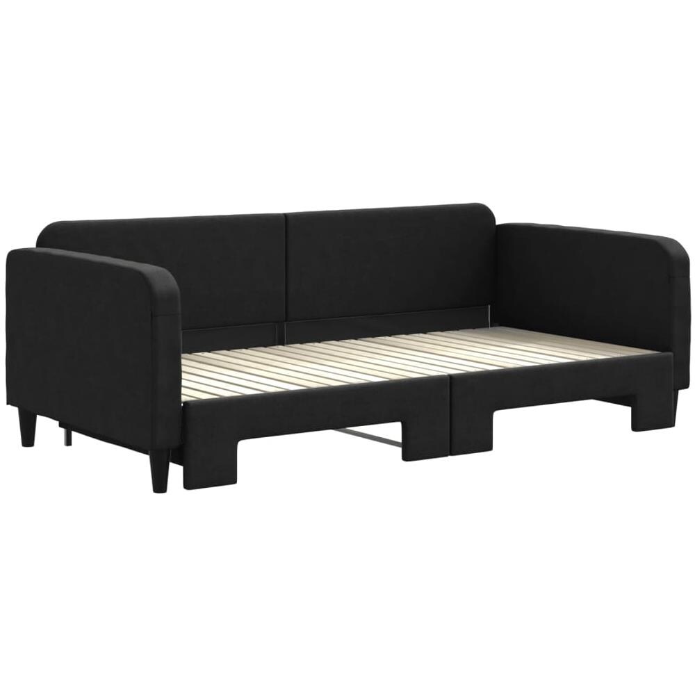 Divano Letto Con Letto Estraibile Nero 100x200 Cm In Tessuto - Foto 3