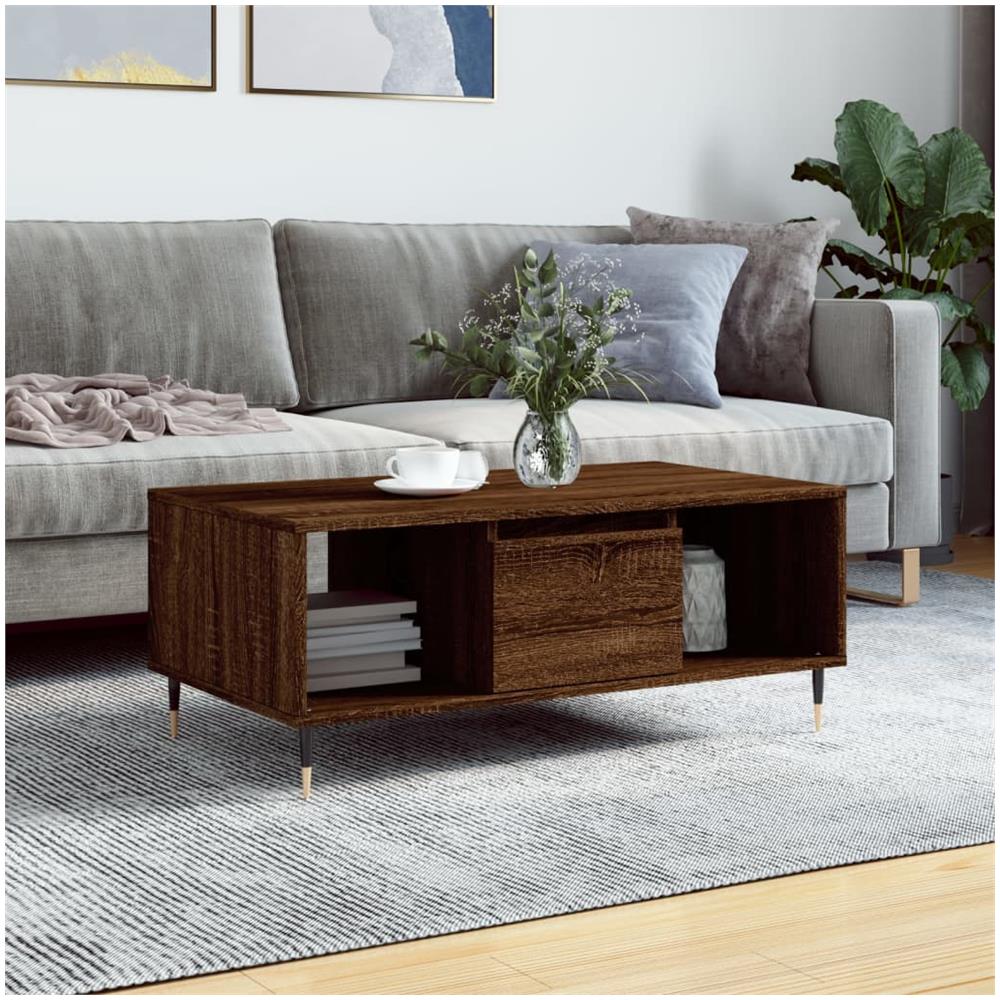 Tavolino Da Salotto Rovere Marrone 90x50x36,5 Cm In Multistrato - Foto 1