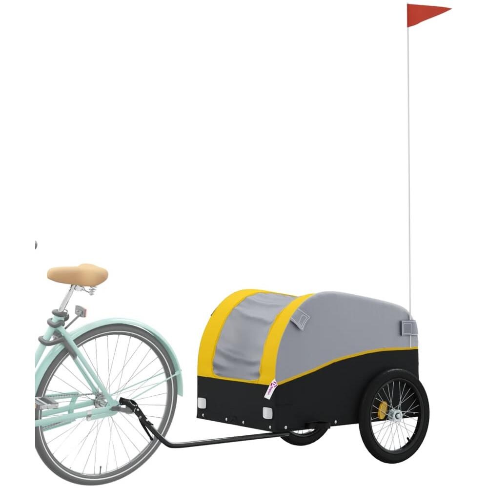 Rimorchio Da Bici Da Carico Nero E Giallo 45 Kg In Ferro - Foto 3