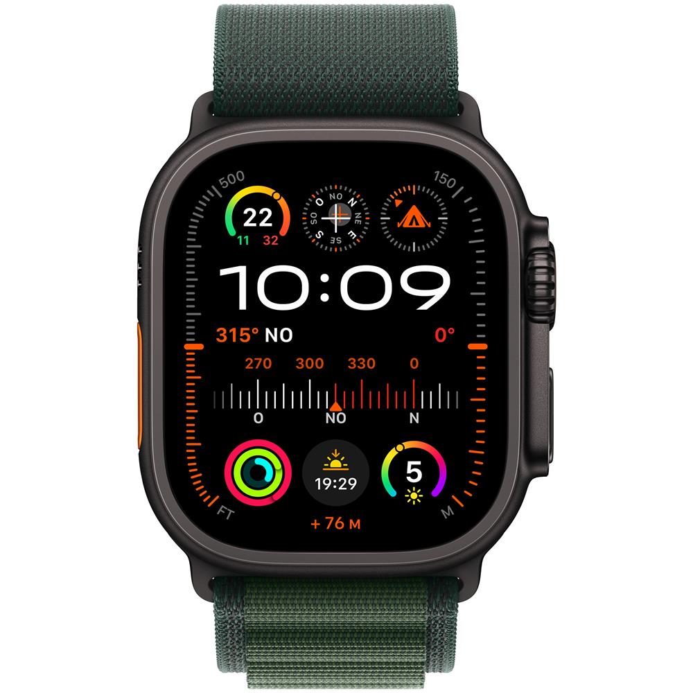 Apple Watch Ultra GPS Cellular 49mm Cassa Titanio Nero con Dark Green  Alpine Loop Large