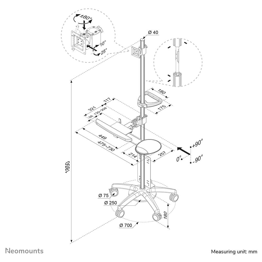 FPMA-MOBILE1800 Stazione di Lavoro Mobile per Monitor - Foto 3