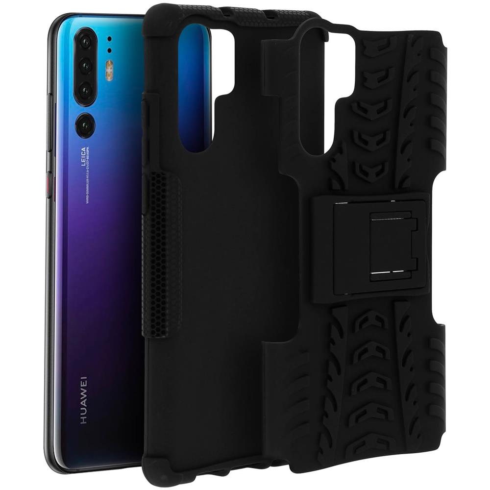 Cover Huawei P30 Pro Antishock Silicone Policarbonato Supporto Integrato Nero - Foto 1