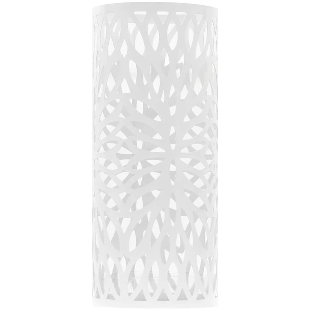 Porta Ombrelli Con Motivi A Foglie In Acciaio Bianco - Foto 2