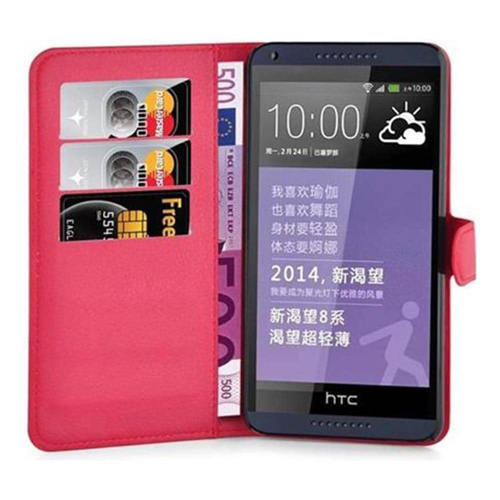Custodia Compatibile Con Htc Desire 816 In Rosso Carminio - Coperchio Protettiva Con Chiusura Magnetica, Funzione Stand E Tasca Per Le Carte - Foto 1