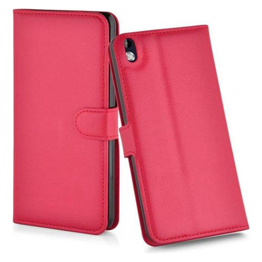 Custodia Compatibile Con Htc Desire 816 In Rosso Carminio - Coperchio Protettiva Con Chiusura Magnetica, Funzione Stand E Tasca Per Le Carte - Foto 3