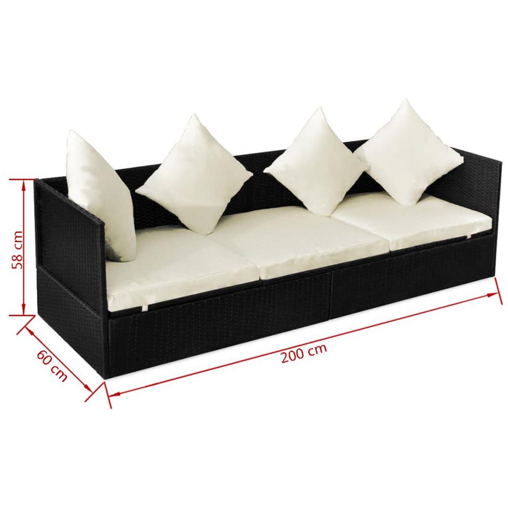 Divano Da Giardino Con Cuscini In Poyrattan Nero - Foto 2