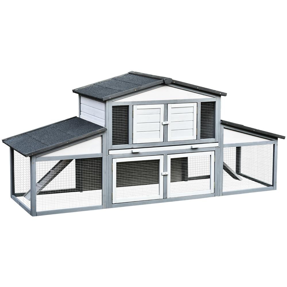 Conigliera Da Esterno In Legno Gabbia Per 2-3 Conigli O Roditori Bianca - Foto 1