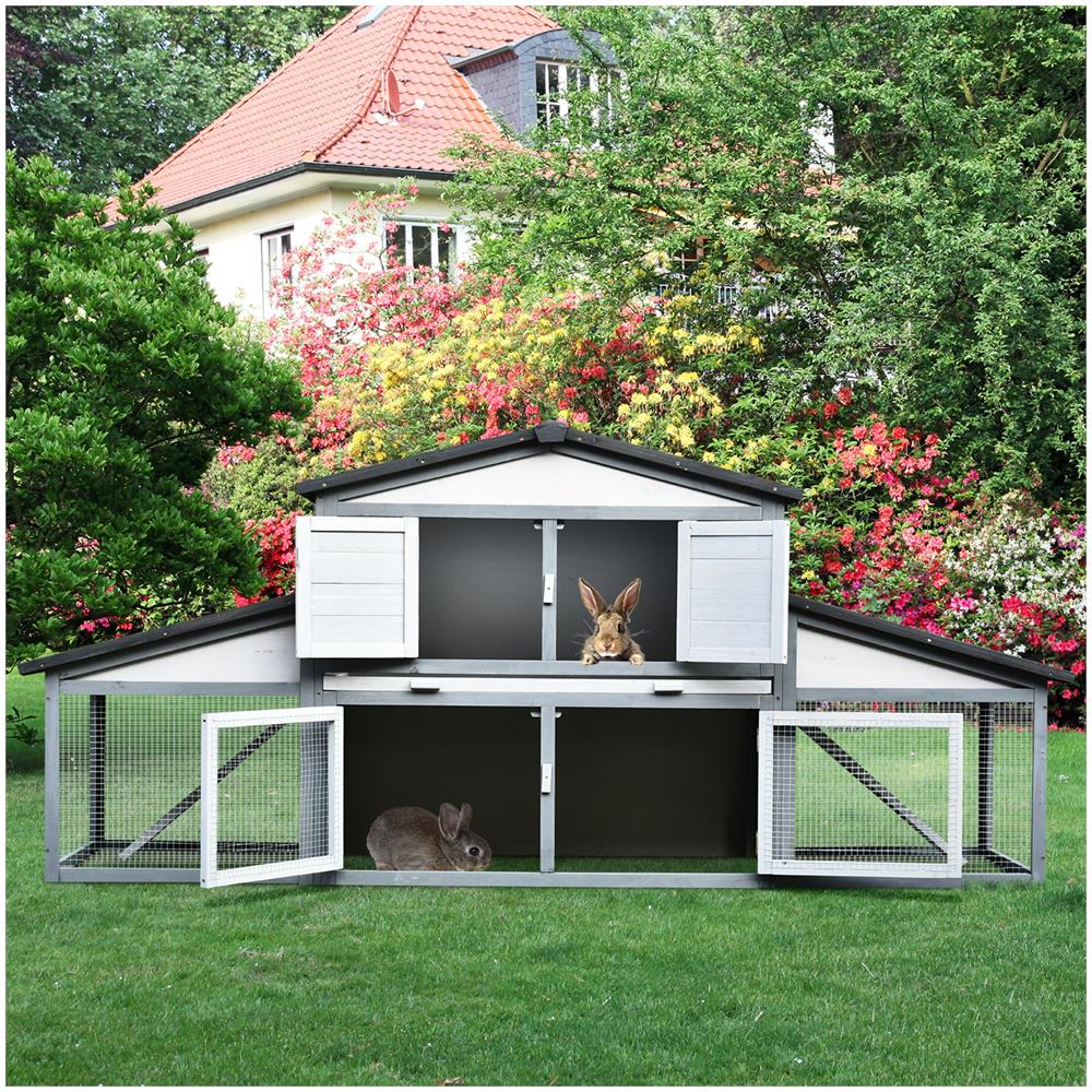 Conigliera Da Esterno In Legno Gabbia Per 2-3 Conigli O Roditori Bianca - Foto 3