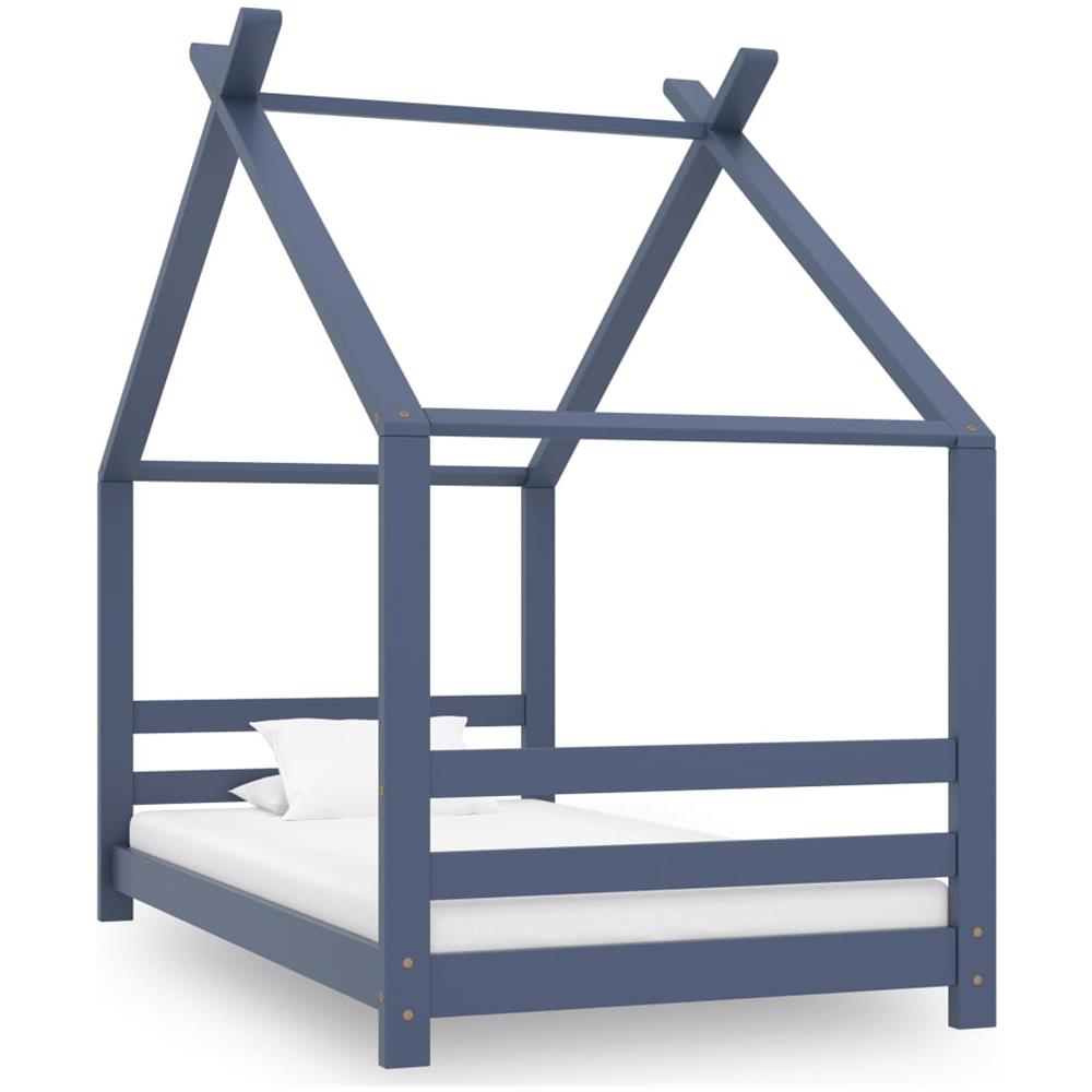 Giroletto Per Bambini Grigio In Legno Massello Di Pino 80x160cm - Foto 1