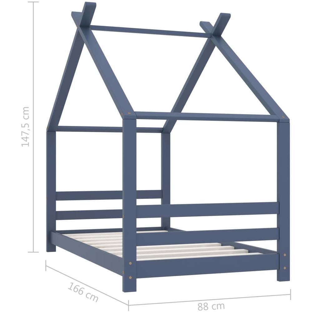 Giroletto Per Bambini Grigio In Legno Massello Di Pino 80x160cm - Foto 7