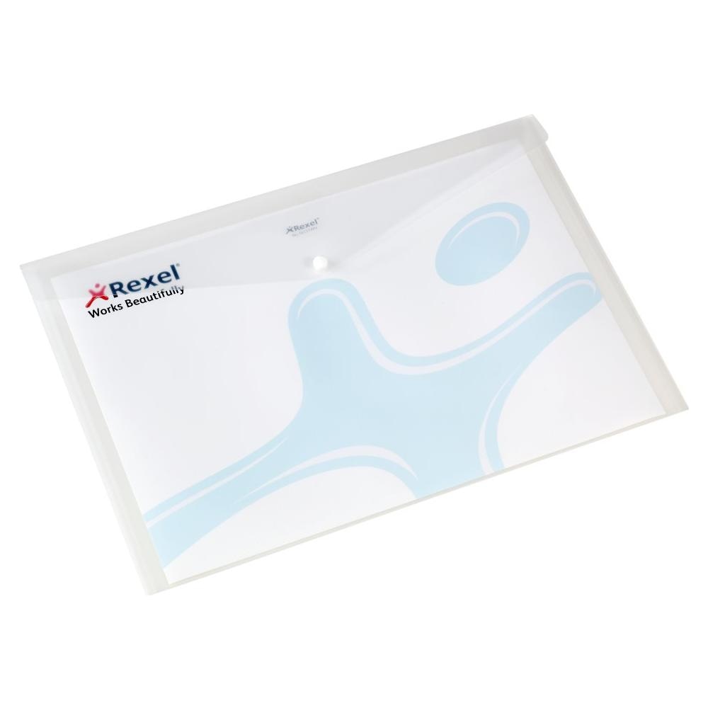 Busta con Bottone A3 - bianca 2x (5) , Traslucido, Bianco, Polipropilene (PP) , A3, Cina - Foto 2