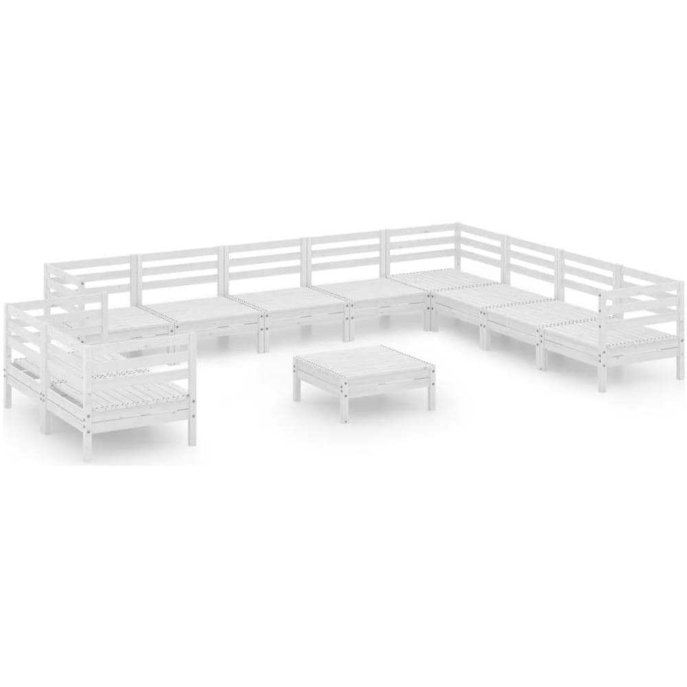 Set Divani Da Giardino 11 Pz Bianco In Legno Massello Di Pino - Foto 2