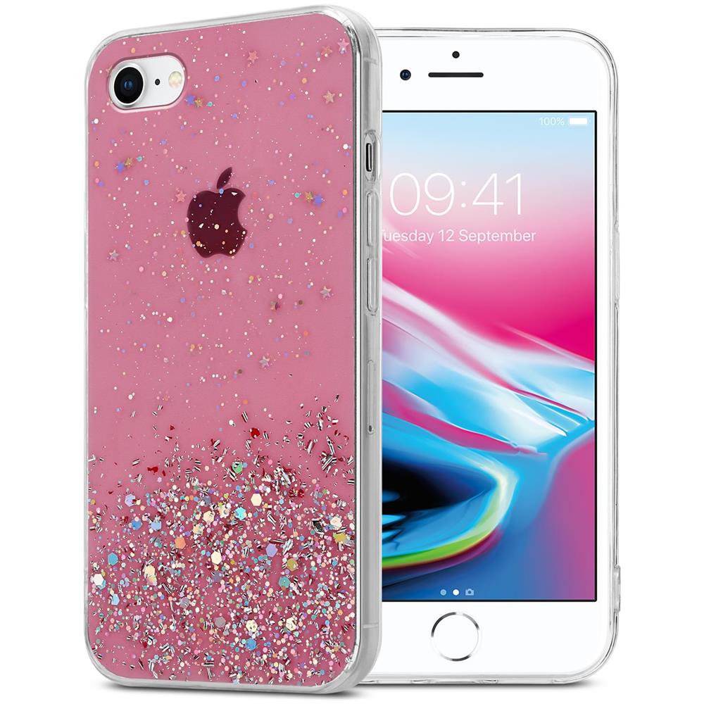 Cadorabo Custodia Compatibile Con Apple Iphone 7 / 7s / 8 / Se 2020 In Rosa Con Glitter - Coperchio Protettivo In Silicone Tpu Flessibile Con Glitter Scintillanti - Foto 1