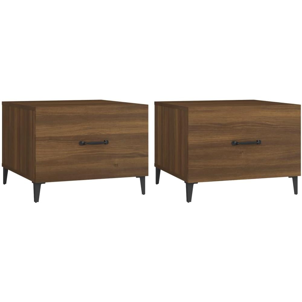 Tavolini Salotto Gambe In Metallo 2pz Rovere Marrone 50x50x40cm - Foto 2