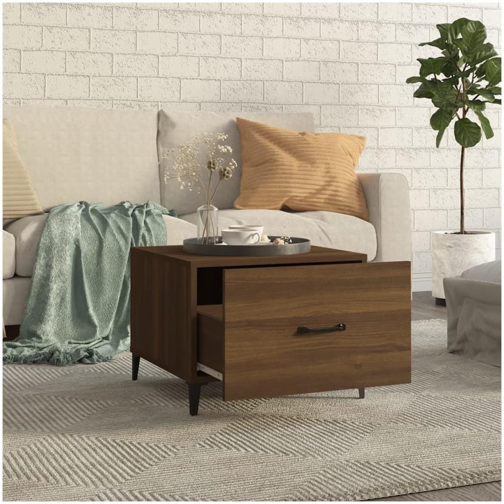 Tavolini Salotto Gambe In Metallo 2pz Rovere Marrone 50x50x40cm - Foto 3