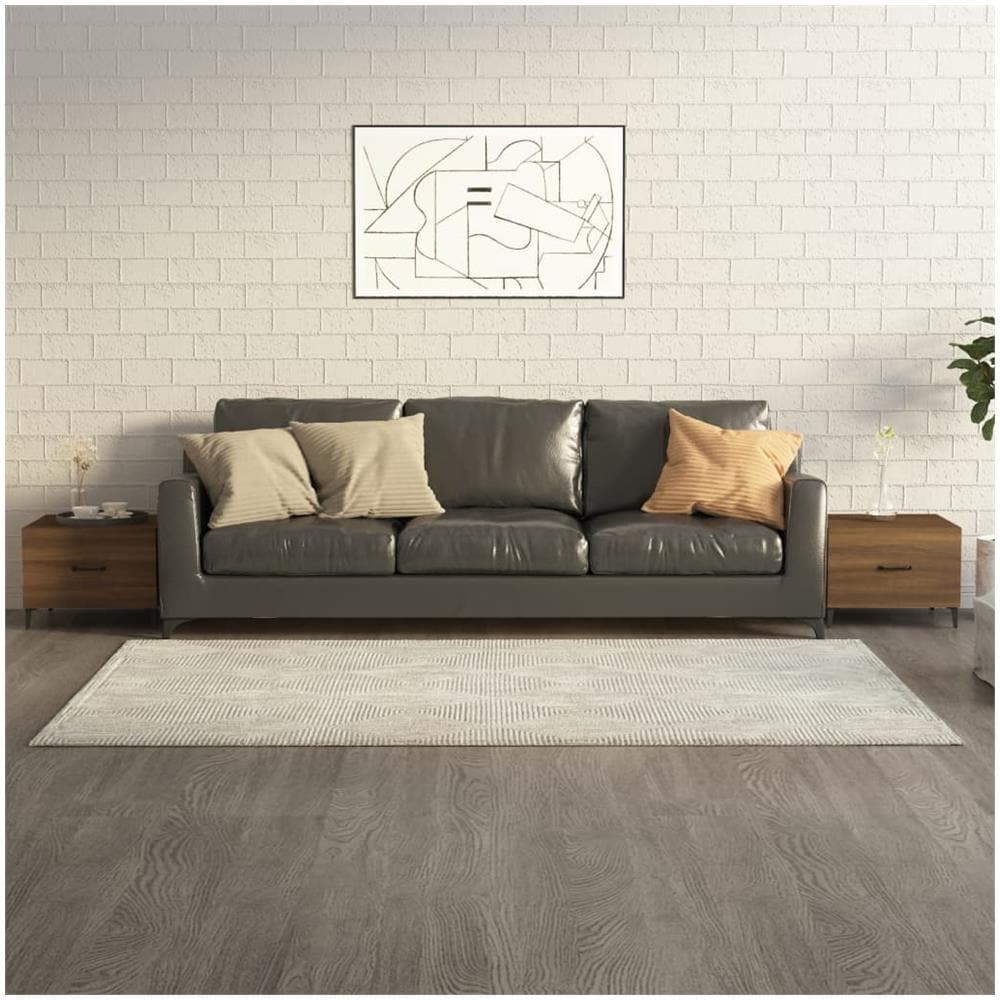 Tavolini Salotto Gambe In Metallo 2pz Rovere Marrone 50x50x40cm - Foto 1