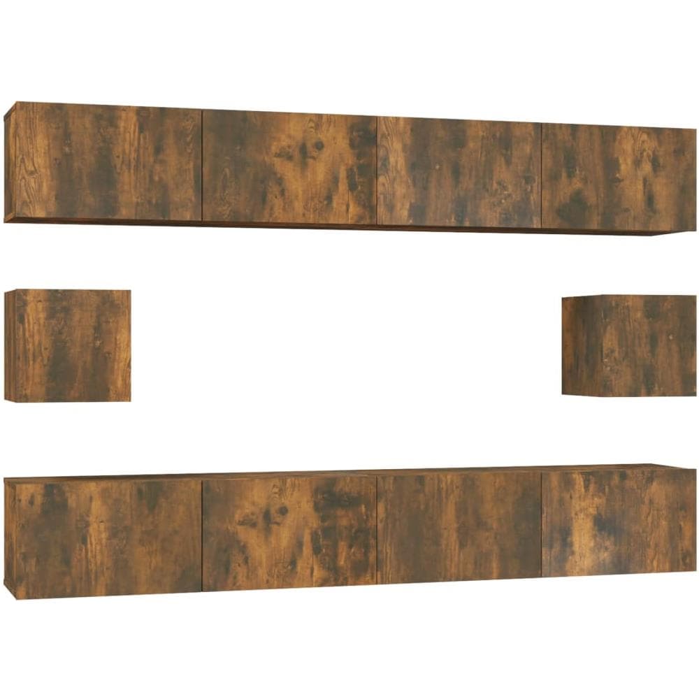 Set Di Mobili Porta Tv 6 Pz Rovere Fumo In Legno Multistrato - Foto 2