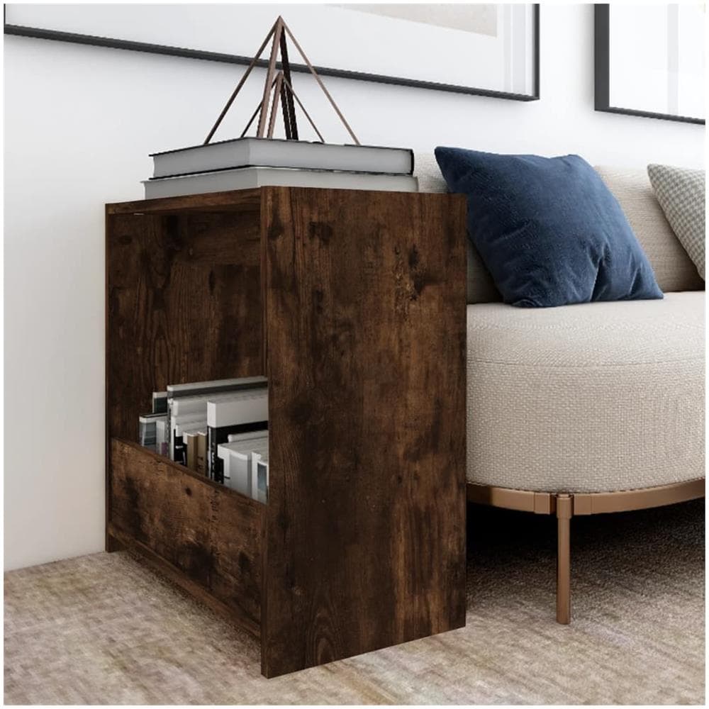 Tavolino Rovere Fumo 50x26x50 Cm In Legno Multistrato - Foto 1