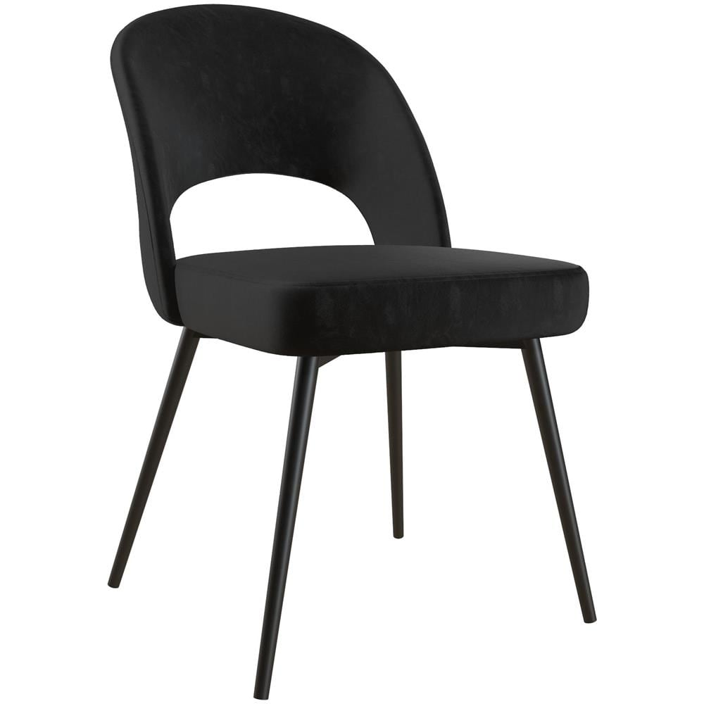 Alexi Sedia Da Pranzo Imbottita In Velluto Nero - Foto 1