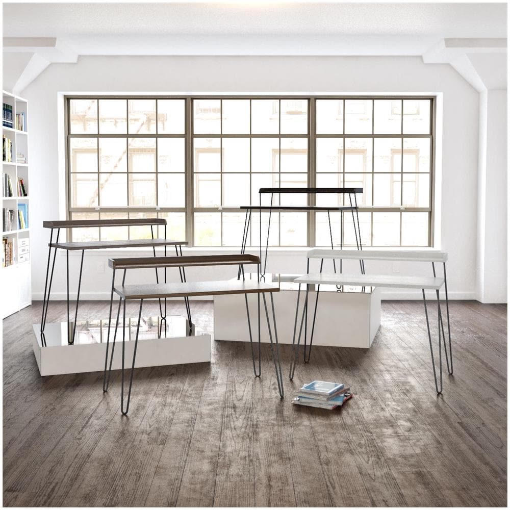 Haven Scrivania Porta Computer Con Alzata In Truciolare Laminato Bianco - Foto 7