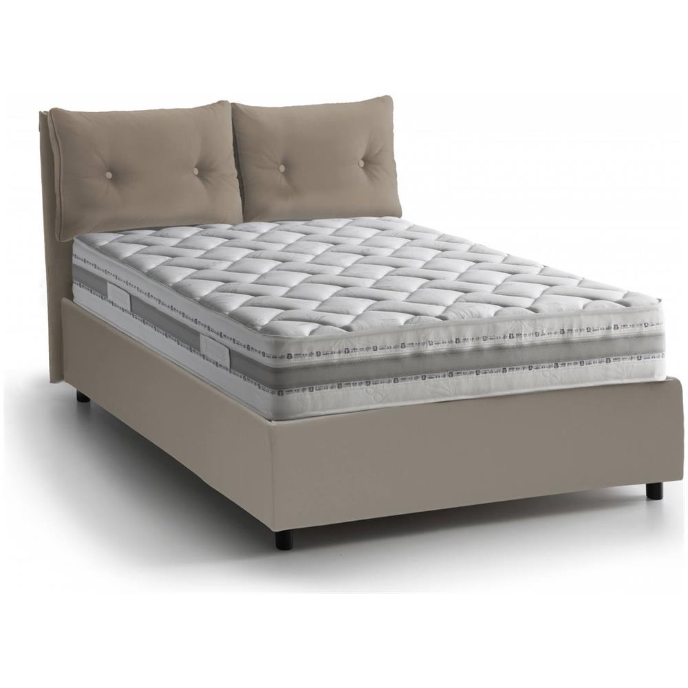 Letto Matrimoniale Morena, Letto Contenitore Con Rivestimento In Ecopelle, 100% Made In Italy, Apertura Frontale, Con Materasso Cm 160x200 Incluso, Tortora - Foto 2