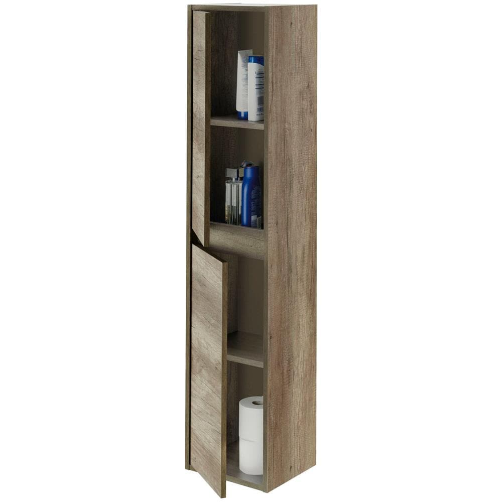 Colonna Bagno Salinas, Mobile A Colonna Per Bagno A 2 Ante, Armadio Pensile Sospeso, Mobiletto Multiuso Moderno, 30x26h140 Cm, Quercia - Foto 4