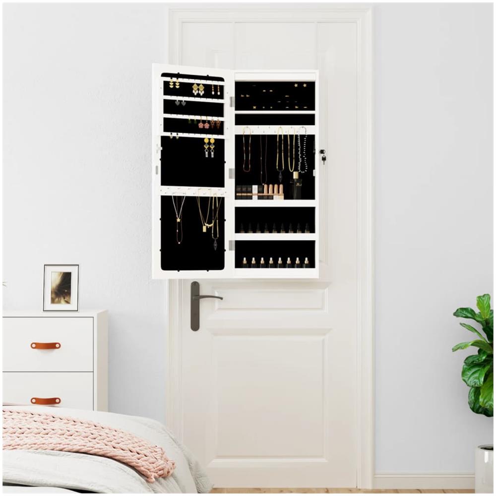 Armadio Portagioie A Specchio Con Luci Led A Parete Bianco - Foto 3