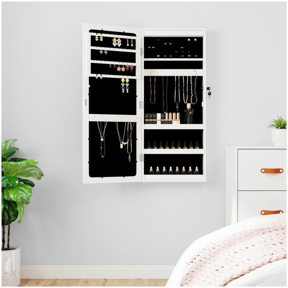 Armadio Portagioie A Specchio Con Luci Led A Parete Bianco - Foto 1