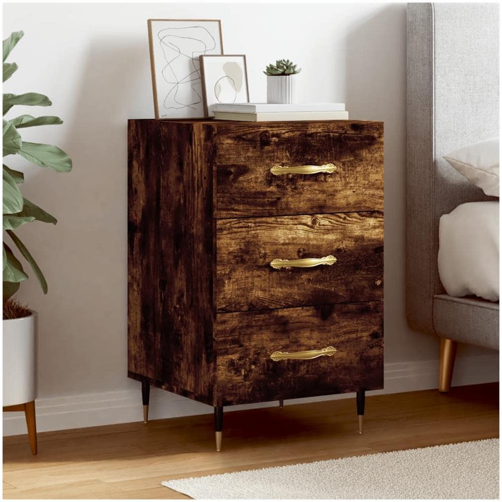 Comodino Rovere Fumo 40x40x66 Cm In Legno Multistrato - Foto 1
