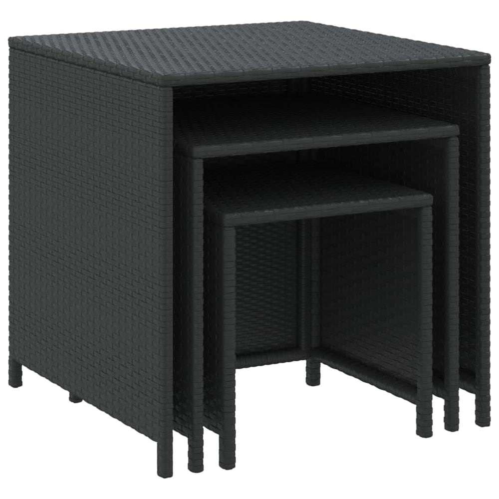Tavolini Impilabili 3 Pz Neri In Polyrattan - Foto 3