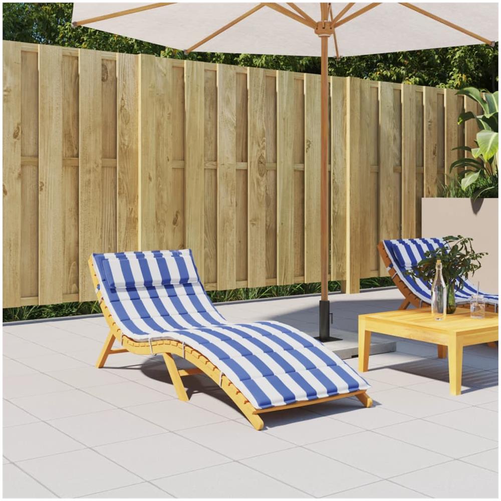 Cuscino Per Lettino Righe Bianche E Blu 180x60x3 Tessuto Oxford - Foto 1