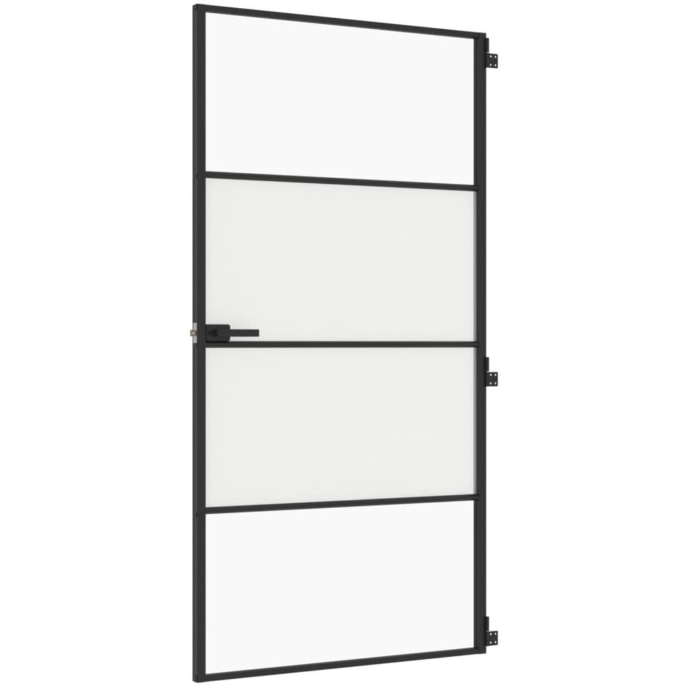 Porta Interni Sottile Nera 102,5x201,5vetro Temperato Alluminio - Foto 2