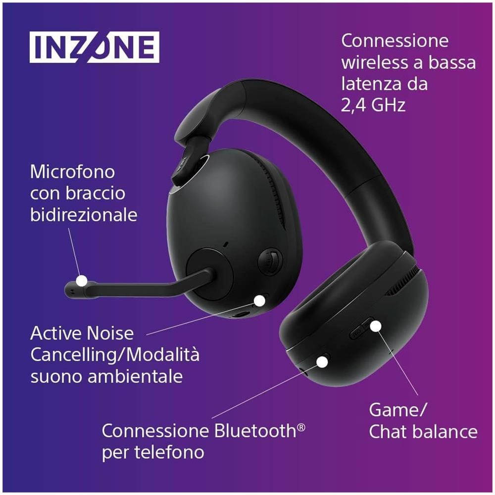 INZONE H9 Cuffie Gaming Wireless Bluetooth con Noise Cancelling Colore Nero - Foto 8