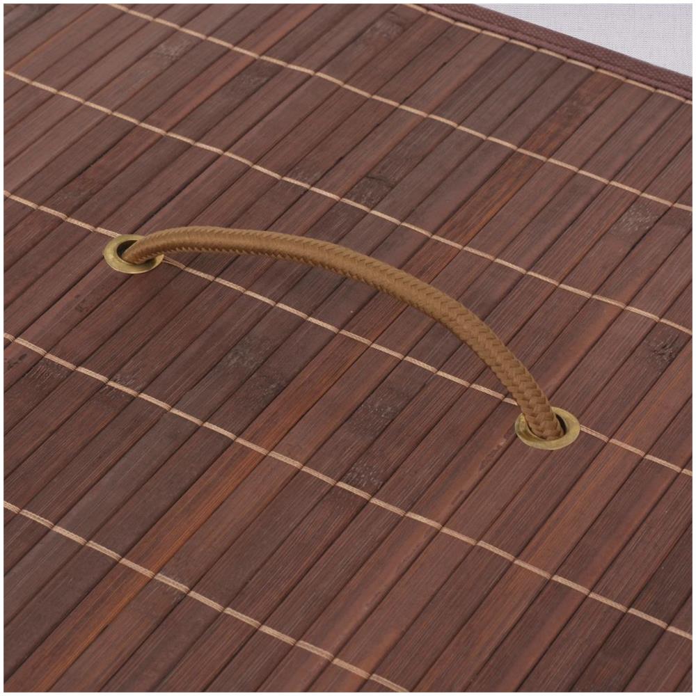 Cesto Portabiancheria In Bambù Rettangolare Marrone - Foto 2