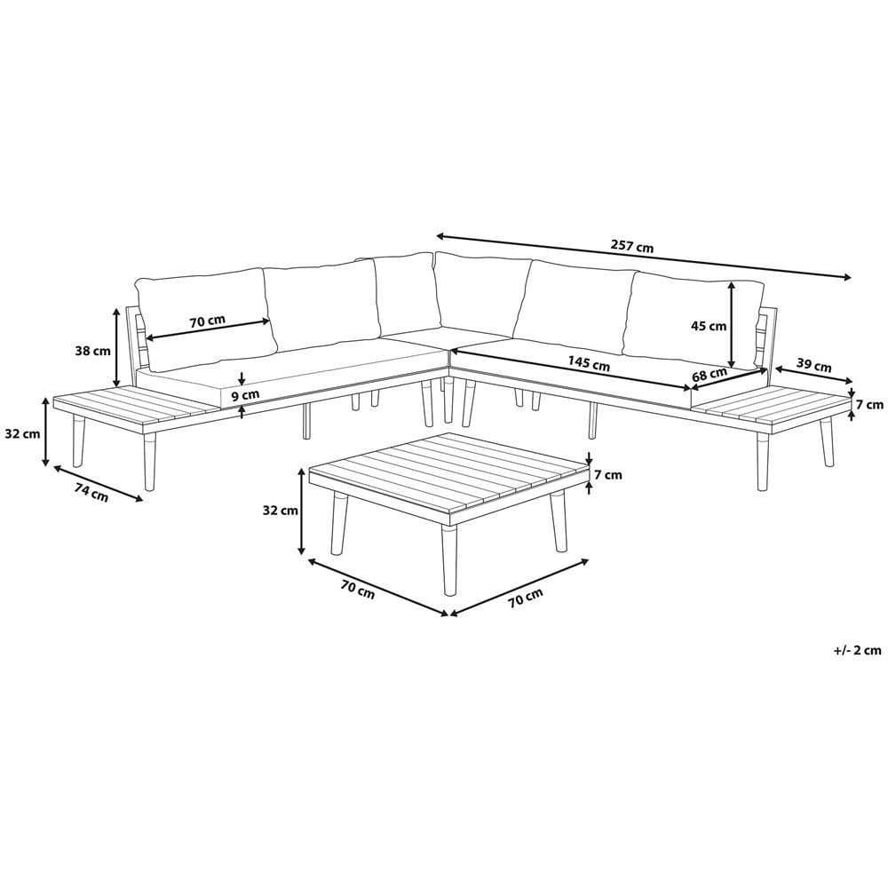 Set Da Giardino In Legno Di Acacia Cuscini Grigi Corato - Foto 2