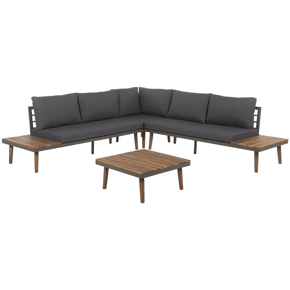 Set Da Giardino In Legno Di Acacia Cuscini Grigi Corato - Foto 1