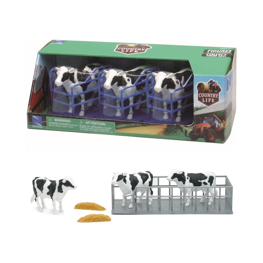 New Ray - Lot De Figurines Vaches De Ferme Blanches - Modèles Miniature Pour Enfants Et Collectionneurs