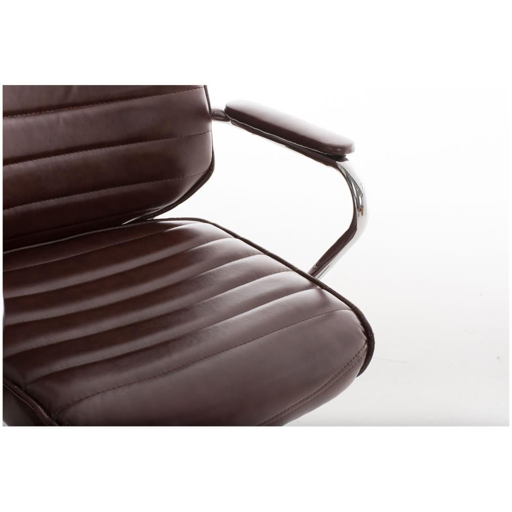 Poltrona da Ufficio Rako con Poggiatesta in Similpelle E Metallo I Poltrona Direzionale Regolabile 46-57CM I Sedia Imbottita con Braccioli E Ruote Bordeaux - Foto 5
