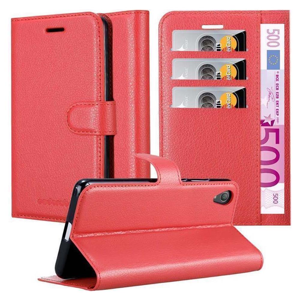 Custodia Compatibile Con Sony Xperia Xa1 Plus In Rosso Carminio - Coperchio Protettiva Con Chiusura Magnetica, Funzione Stand E Tasca Per Le Carte - Foto 1