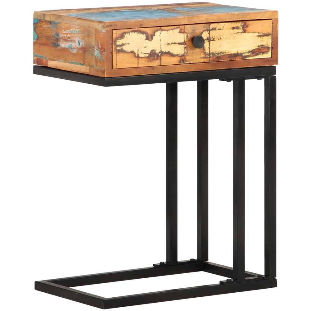 Tavolino Laterale A Forma Di U 45x30x61 Cm In Legno Di Recupero - Foto 1