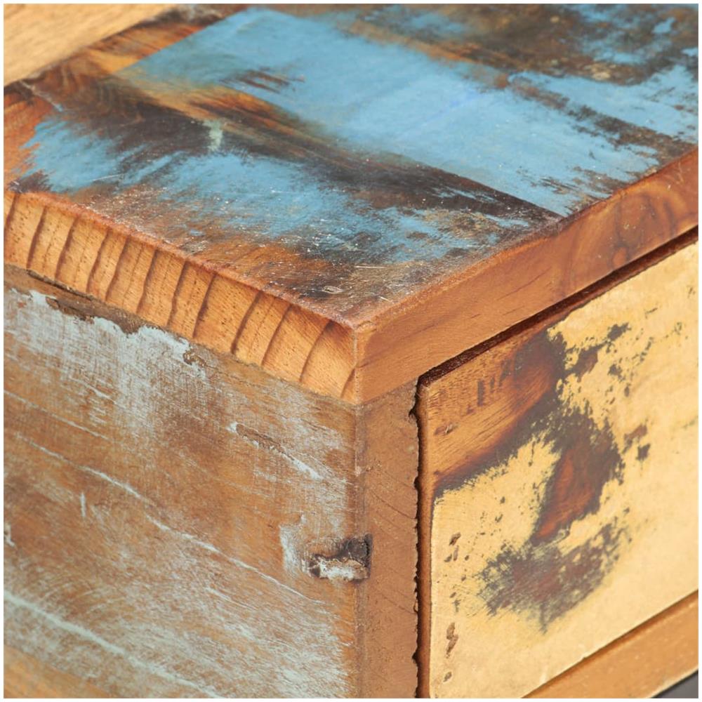 Tavolino Laterale A Forma Di U 45x30x61 Cm In Legno Di Recupero - Foto 2