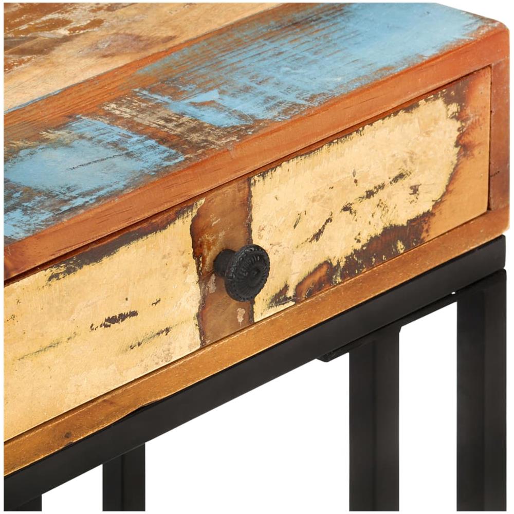Tavolino Laterale A Forma Di U 45x30x61 Cm In Legno Di Recupero - Foto 7