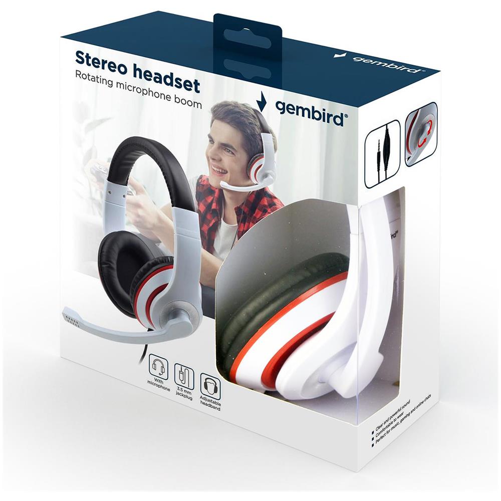 Cuffie Stereo Mhs 03 Wtrdbk Colore Bianco E Nero Con Anello Rosso, Cuffia - Foto 1