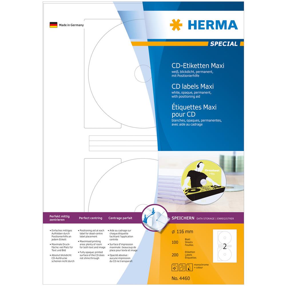 Carta per Stampanti Laser a Colori per CD e DVD Bianco 100 Pezzi 4460 - Foto 1