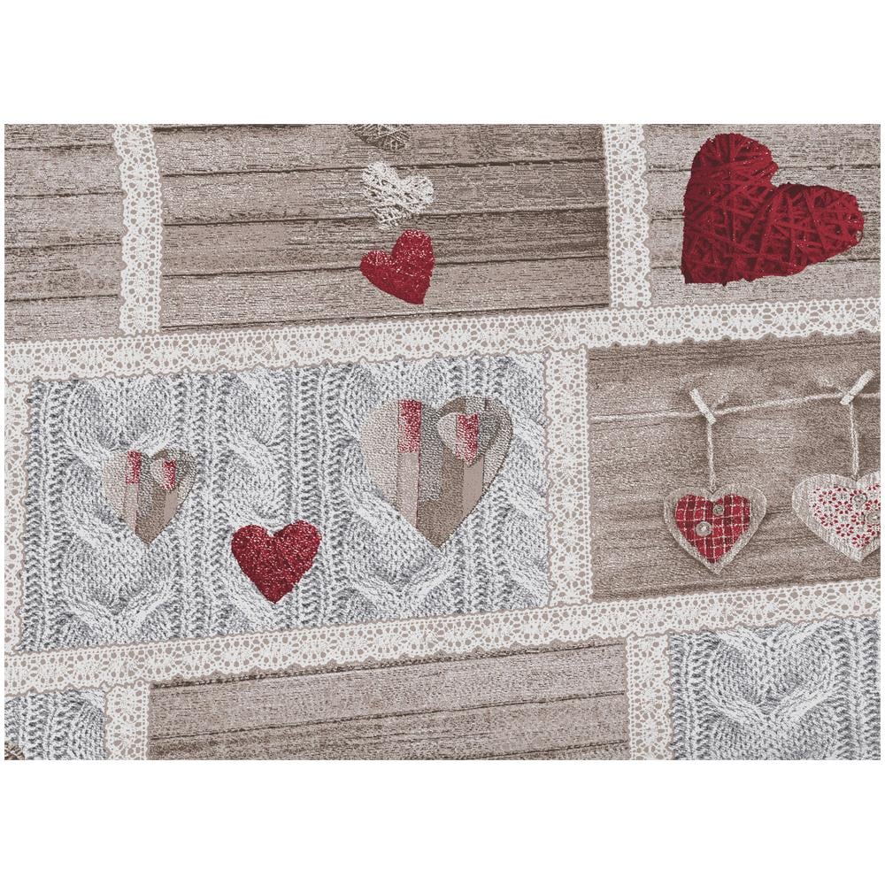Telo Arredo Multiuso Linea Pensieri Delicati In 100% Cotone Disegno Shabby Love Matrimoniale Rosso - Foto 2
