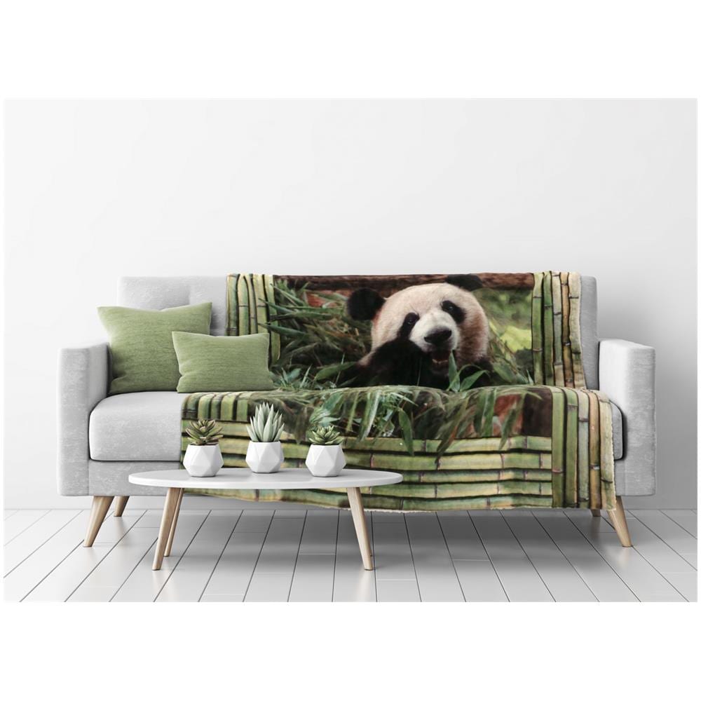 Plaid Coperta Divano Stampa Digitale Retro Agnellato Pelliccia Vari Disegni 130x160 Panda - Foto 1